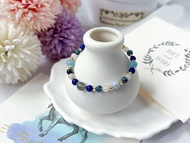 青金石 海藍寶 魔鬼海藍寶 拉長石 月光石 藍紋瑪瑙 14K包金手鍊