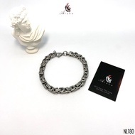 Dây chuyền + vòng tay Titan không rỉ kiểu dáng Cuban Triple độc đáo phong cách Hiphop - NL180 - Aluh
