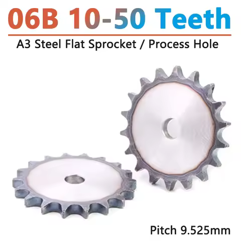 1pcs 10-50 Teeth Process Hole 06B Chain Drive Flat Sprocket Roller Chain Gear Pitch 9.525mm A3 Steel