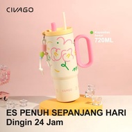 [Free Gift] CIVAGO (25oz/720ml) 316 Stainless Steel Straw Tumbler Drinking Bottle Heat Resistant Col