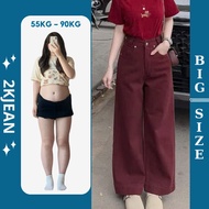 Bigsize women's wide-leg jeans 55kg-85kg, wide-leg style, women's red wide-leg down jeans MS105 2KJe