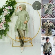 Set Of KEBAYA COUPLE Tunic Tille SAGE GREEN/ BAJU BATIK COUPLE/MODERN COUPLE KEBAYA