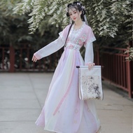 Ancient Chinese Clothing Dress Woman Tang Beizi round-Neck Shirt Waist Pleated Skirt Three-Piece Ancient Costume Daily Modern Improved Hanfu Dsmyz6109 &amp;-*-