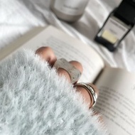 天然和田玉點墨青花變形方戒 港碼14 雨歇#189