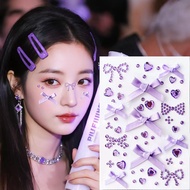 Bow Face Sticker Ribbon Red Bow Concert Makeup Sticker Diamond Red Diamond Children Stage Makeup Dia