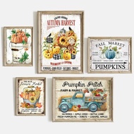 Cetak laman pertanian buah bit musim jatuh, tanda dekoratif poster vintage dengan kancil dan patung 