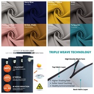 【TokTik Hot Style】 Kain Langsir Tebal Blackout Bidang 60"-(1 Meter)/Extra Thickness Blackout Plain Fabric Curtain 60"-(1