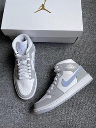 Air Jordan 1 Mid Wolf Grey 冰藍煙灰 女鞋