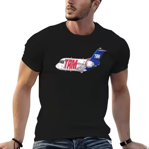 Drawing Fokker 100 TAM PT-MRA T-Shirt printed t shirts for man man tshirt T-Shirt