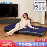 INTEX 64757单人加大线拉充气床条纹植绒家用午休睡垫户外帐篷垫折叠床