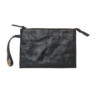 BERNIE Black Cowhide Bag Tanned Leather Vegetable ClutchWanita