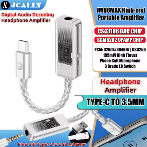 JCALLY JM98MAX Type-C to 3.5mm Dual DAC CS43198 SGM8262 OPAMP Senior Digital Audio Decoding Earphone