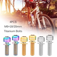 RISK 4PCS M6×18/20mm Titanium Ti Bolts Screws for MTB Disc Brake Caliper with Adaptor Spacer