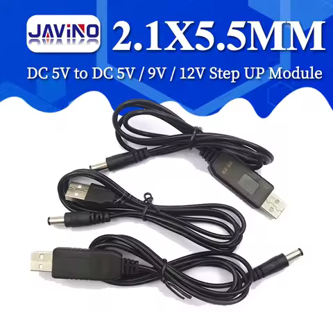 USB Power Boost Line DC 5V to DC 9V / 12V Step UP Module USB Converter Adapter Cable 2.1X5.5MM Plug