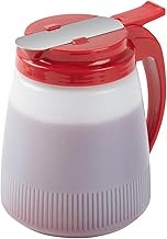 Restaurantware-RW Base 32 Ounce All Purpose Syrup Dispenser, 1 Honey Dispenser - Red Top, Stainless 