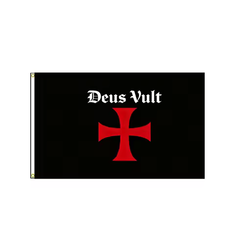 Deus Vult Flag, Knights Templar Flag 2x3ft 3x5ft Polyester Crusader Banner for Outdoor Garden, Wall,