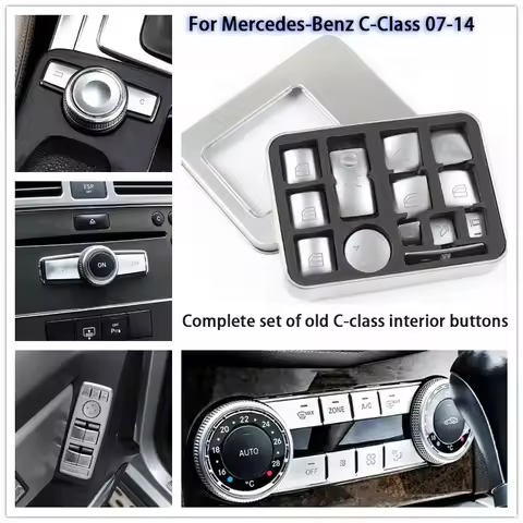 Car Interior Button Cover Trim Multimedia Switch Stickers For Mercedes Benz C Class W204 W205 C180K 
