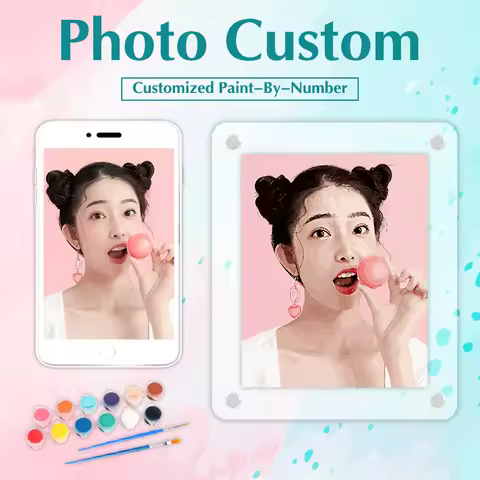 RUOPOTY 24/36/48 Customized DIY Paint By Numbers With Frame Photo Custom Coloring By Numbers Diy Gif