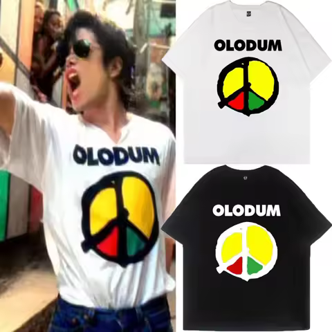 Michael Jackson's Peace and Love Anti War OLODUM Music Rock T-shirt Summer cotton Men's T-Shirt Kid'