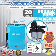 20L Double Pump Racun Bateri Knapsack Rechargeable Battery Sprayer Tong Racun Rumput Pesticide Pam C