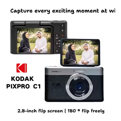 NEW KODAK PIXPRO C1 Digital Camera All-in-one 13MP Sensor, 26mm Fixed Focus Lens, and 180° Tilting L