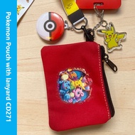 Pokemon coin purse pouch with card holder and lanyard