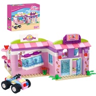 Dream Girls Friends Ice Cream Shop Building Set Beach Ice Cream Store Dessert Drink Bar Building Blo
