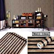 Wall Ideas ลายใหม่ วอลเปเปอร์ สติกเกอร์ PVC กาวในตัว ขนาดกว้าง 45 ซ.ม. ยาว 10 เมตรเต็ม #ไม้ระแนง #น้ำตาลเข้ม