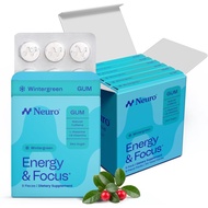 Neuro Energy & Focus Gum - Caffeine Gum with 40mg Natural Caffeine & L-Theanine - Nootropic Energy S