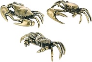 Abaodam 3Pcs brass crab fengshui sculpture good luck home gift house plants indoors live artificial crab pi yao figurine feng shui black obsidian wealth bracelet de animal office teahouse