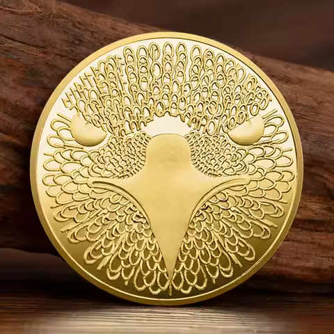 Bitcoin Cent Creative Golden Plated Souvenir Coin Physical Cryptocurrency Coin Eagle Pattern Bitcoin