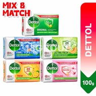 Dettol Antibacterial Soap Bar / Germ Protection Bath Soap Body Soap Family Soap, 100g