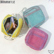 BANANA1JZ Mesh Cosmetic Bag, Dopamine Color Toiletry Storage Bag, Candy Color Large Capacity Make Up