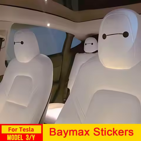 4pcs Baymax Seat Headrest Stickers For Tesla Model 3 Y S X 2025 2024 - 2017 Eyes Decal Christmas Gif