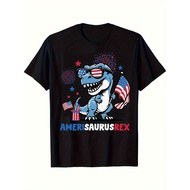 Menu2019s Amerisaurus Rex Dinosaur Graphic T-Shirt u2013 Soft Cotton, Patriotic 4th of July Design w