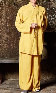 ชุดคอตตอน Kung Fu Lohan/Arhat สำหรับทั้งชายและหญิงชุดเครื่องแบบการทำสมาธิพระเส้าหลินชาวพุทธเซนสีเทา/