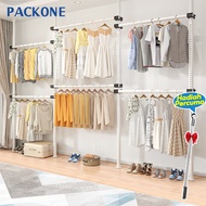 PACKONE Clothes Rack Hanging rack Punch-free telescopic clothes drying rod Fold Clothes Rod