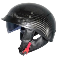 วินเทจคาร์บอนไฟเบอร์ครึ่งใบหน้าหมวกกันน็อครถจักรยานยนต์ผู้ชายผู้หญิง C HOPPER สไตล์ย้อนยุคสกูตเตอร์รถมอเตอร์ไซด์ขี่ C asco Moto capacete dot