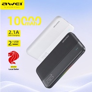 Awei P53K Power Bank 10000mAh Powerbank Fast Charging Portable Charger 2 USB 10K Dual Port Outpuut