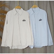 KEMEJA KATUN OVI Women's Casual Long Sleeve Alo Striped Shirt, Straight Cotton Material, Striped Mot