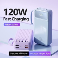 Yisen 120W Super Fast Charging Powerbank 60000mah With 4 Cables Led Digital Display Portable Large C