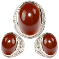 Natural Cincin Batu Akik Bacan Obi Merah Baron Warna Natural 2