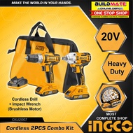 ◇INGCO Cordless 2PCS COMBO KIT Drill + Impact Wrench CKLI2007 + FREE IPT
