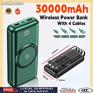 [SG Stock] Wireless Powerbank 30000mAh Built in 4 Cables Digital LED Display Portable Power Bank for