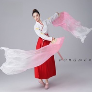 Pink Gradient Dance Fan Long Silk Fan Classical Dance Fan