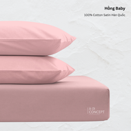 Combo 3 Món Cotton Satin Ga Giường 1m2x2m và 2 vỏ gối nằm À Ơi Concept cao cấp Hàn Quốc nhiều màu