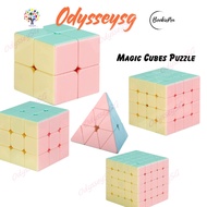 Educational Magic Speed Cube Set – Pastel 2x2 4x4 Pyramid Brain Teaser Puzzle for Kids