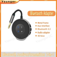 Car Bluetooth Audio Adapter, Metal Frame 3.5mm AUX Interface Bluetooth 5.3 Transmitter, FM Frequency