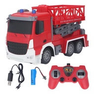 2.4GHz RC Fire Truck Toy Rechargeable 6 Channels Remote Control Fire Lift Truck Toy for Kids Simulation Fire Engine Vehi