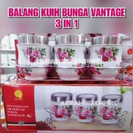 (3 IN 1) 6" BALANG KUIH RAYA PORCELAIN ALA VANTAGE /BEKAS KUIH KACA CANISTER SET